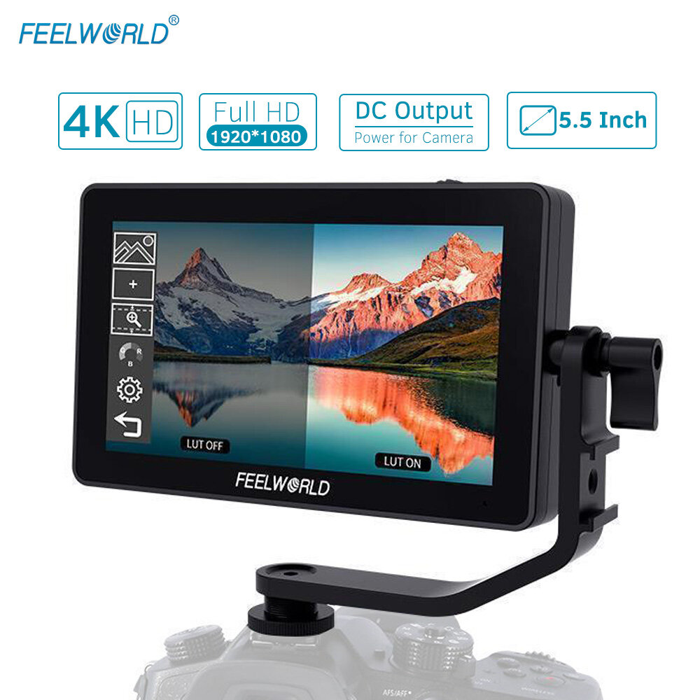 FEELWORLD F6 Plus 5.5นิ้วมอนิเตอร์ฟิลด์สำหรับกล้องถ่ายรูปชุด3D LUT Video Assist Sunshade เอียงตัวพยุงแขน4K HD Input & Output HD 1920*1080พิกเซลหน้าจอสัมผัส IPS ราคา 6,304 บาท*ส่งฟรี