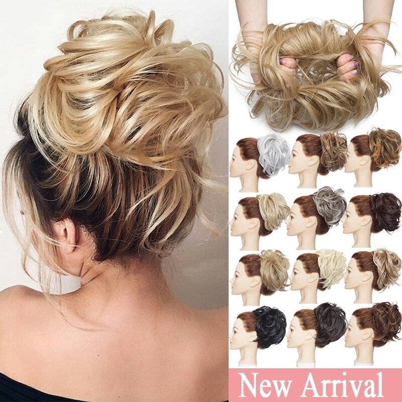 ใหม่ScrunchieจุกผมUpdo Hairpieceผมปลอมทรงหางม้าExtensions Messyผมหนาส่วนต่อขยายผมบันมวยผมปลอมแฮร์พีซติดผม