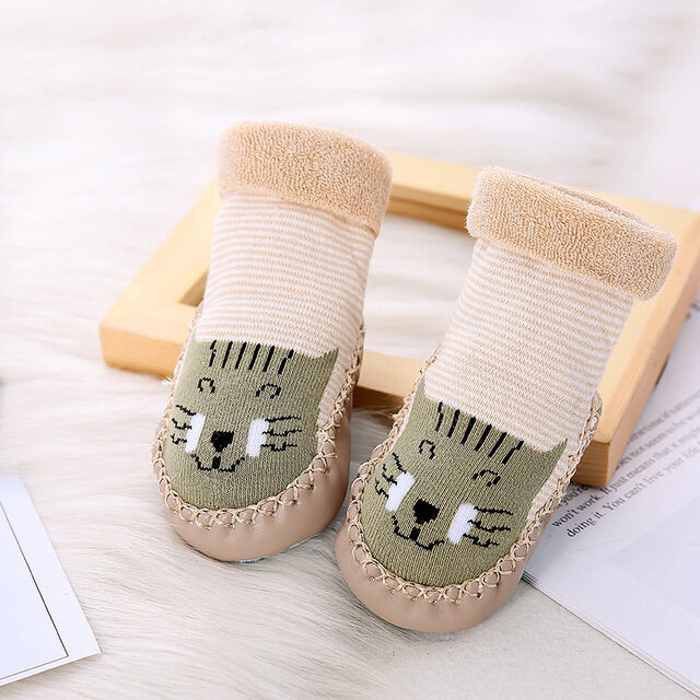 【CW】ใหม่ทารกเด็ก Sos Warm Booties ดังนั้นยาง Soles สำหรับเด็กวัยหัดเดินเด็กทารกหญิงแรกเกิดเด็ก Sos เด็กฤดูหนาวดังนั้นเทอร์รี่รองเท้าแตะ