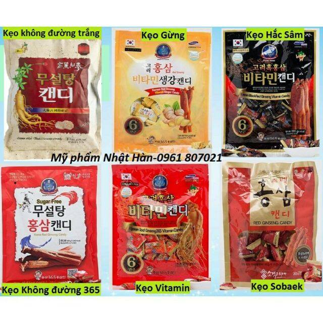 Kẹo hồng sâm Hàn Quốc có đường/ không đường - Kẹo sâm/ gừng Vitamin