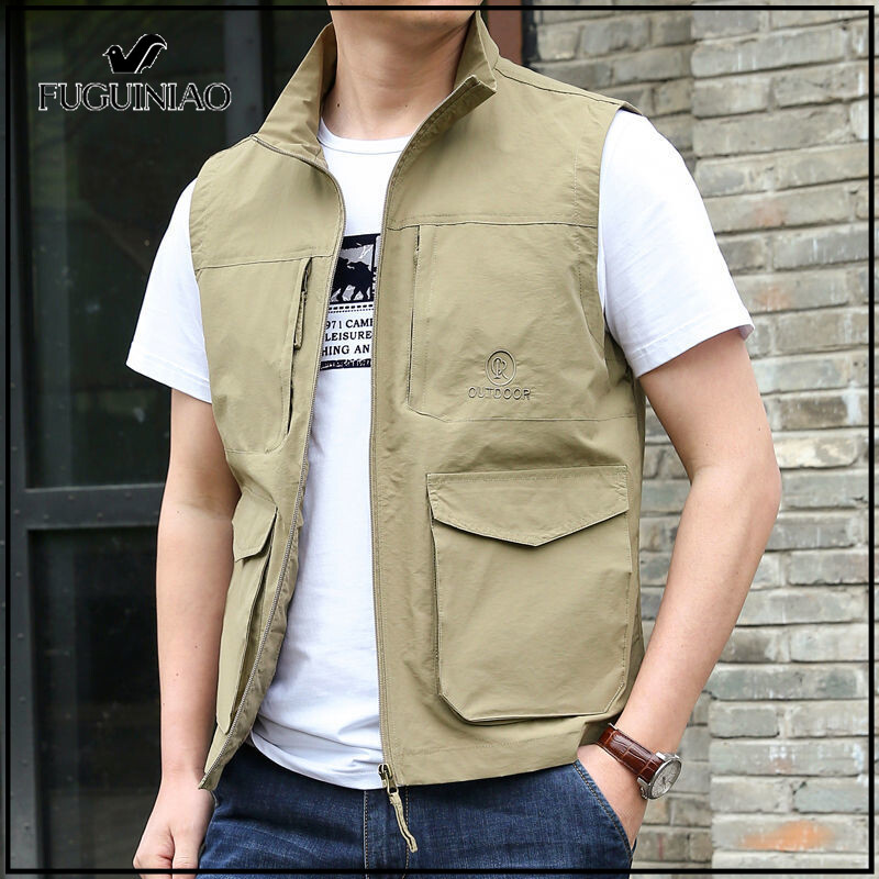 Fuguiniao Áo Ba Lỗ Khô Nhanh Ngoài Trời Thường Ngày Thời Trang Cho Nam Áo Khoác Áo Khoác Chiến Thuật （ Miễn Phí Mua Sắm ）