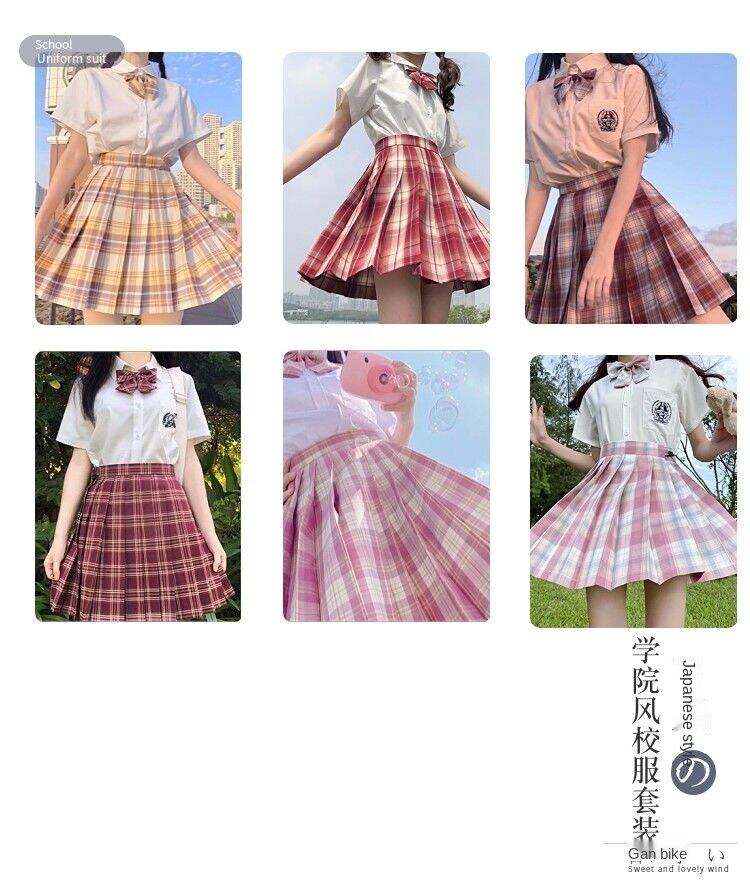 jk uniform plaid skirt pleated skirt women's Japanese preppy uniform skirt jk plaid skirt suit summer skirt