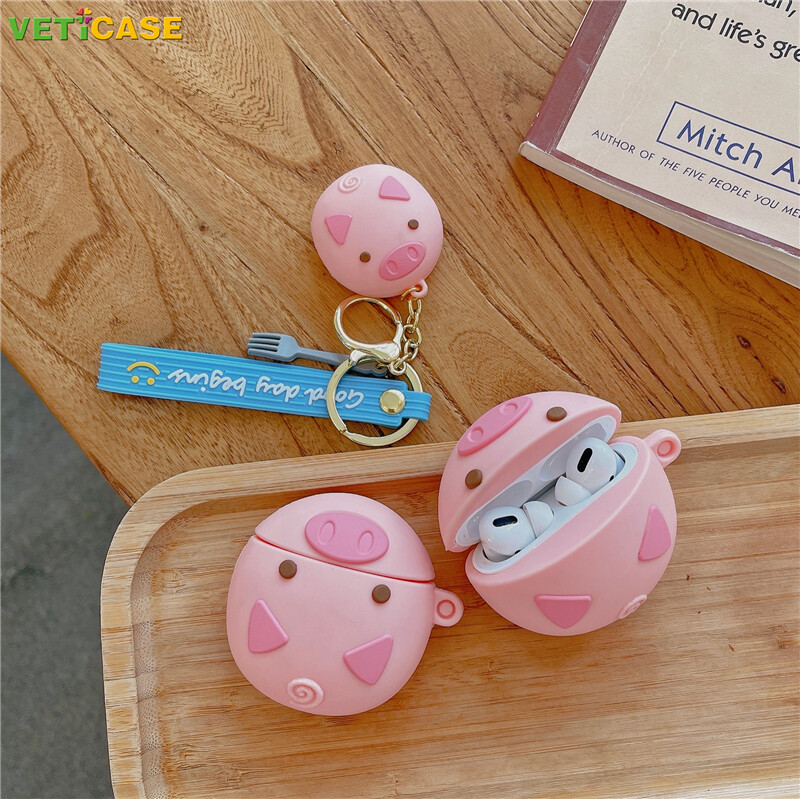 Ốp Tai Nghe Mặt Dây Chuyền Hình Bánh Mì Heo Dễ Thương Cho Apple AirPods Pro AirPods 1 2 3 Vỏ Mềm Silicone TPU Mới Ốp Tai Nghe Air Pods Túi Đựng Phụ Kiện AirPod Bảo Vệ Màu Hồng