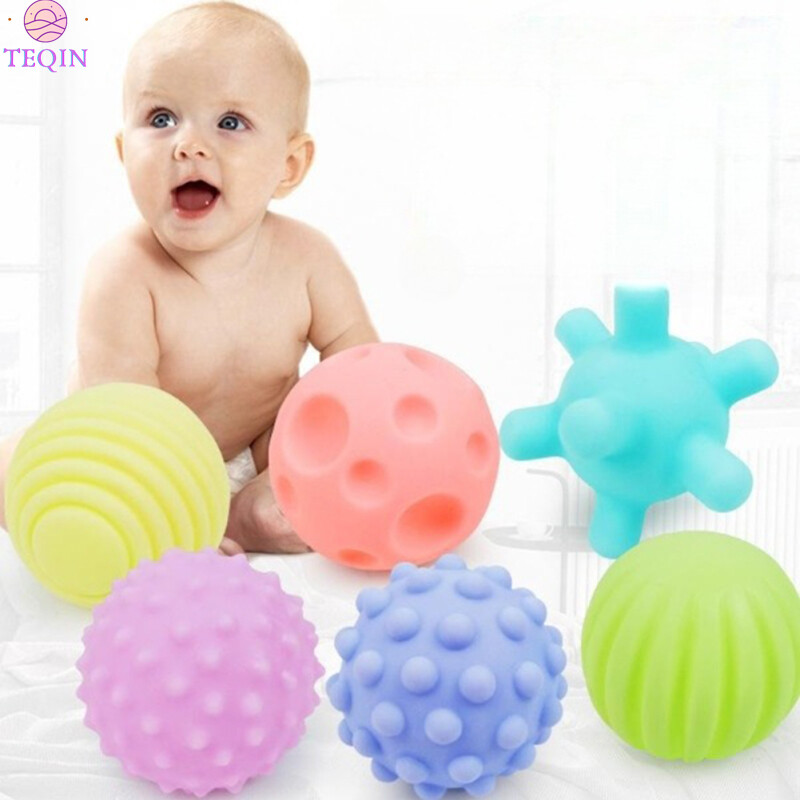 TEQIN IN stock 6pcs Baby Sensory Toys Set Textured Hands Touch Ball Baby Learning Fitness Tactile Development Toys For Boys Girls