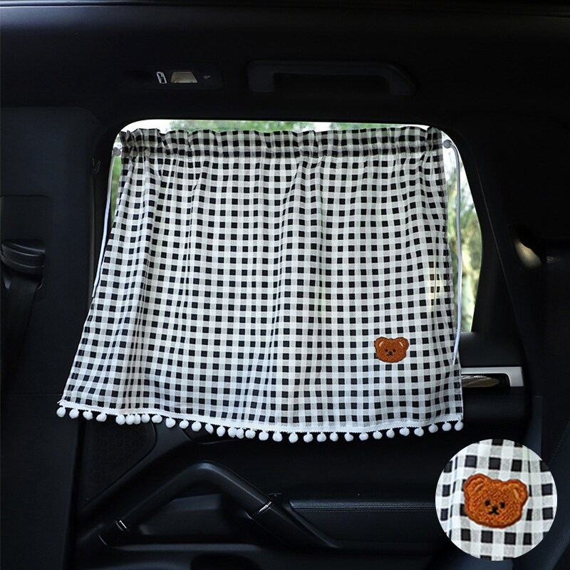 【Car sunshade】 1PC Universal Car Sun Shade Curtains Cute Cartoon Bear Styling Rear Side Window Windshield Sunshade Protect