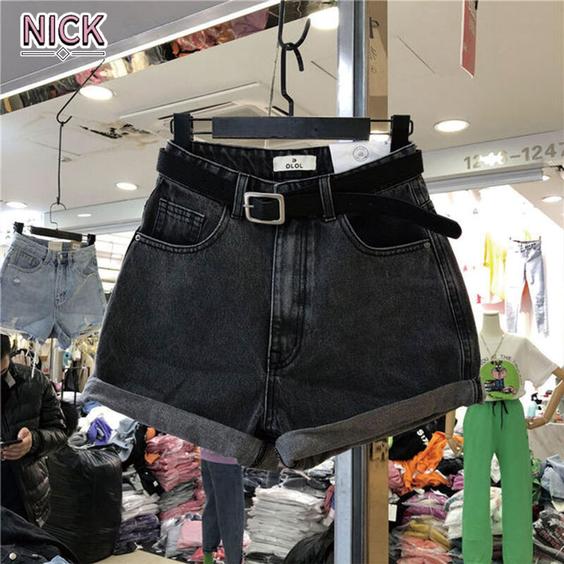 Quần soóc nick cho nữ, quần soóc denim, eo cao rộng ống rộng quần chữ a phiên bản hàn quốc