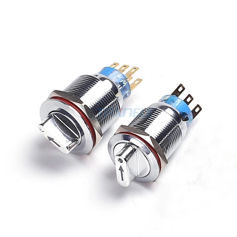 2 Cái/bộ 19Mm 22Mm Kim Loại Rotary Push Nút Brass 2-3 Vị Trí Selector Chuyển Đổi Báo Chí Nút Nút Xoay Xoay Núm Kim Loại Chuyển Đổi Với Ổ Cắm