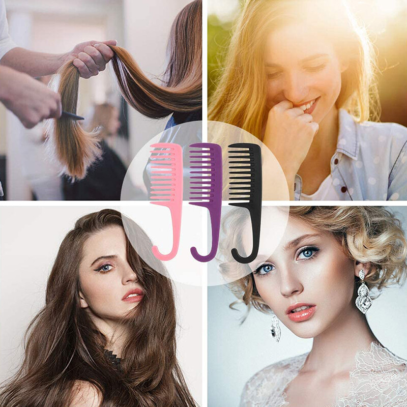BEAUTYBIGBANG 1 Chiếc Lược Chải Tóc Màu Hồng, Lược Răng Rộng Lớn Tắm Lược Lược Ướt Uốn Dài, Gỡ Rối Tóc Ướt Hoặc Xoăn