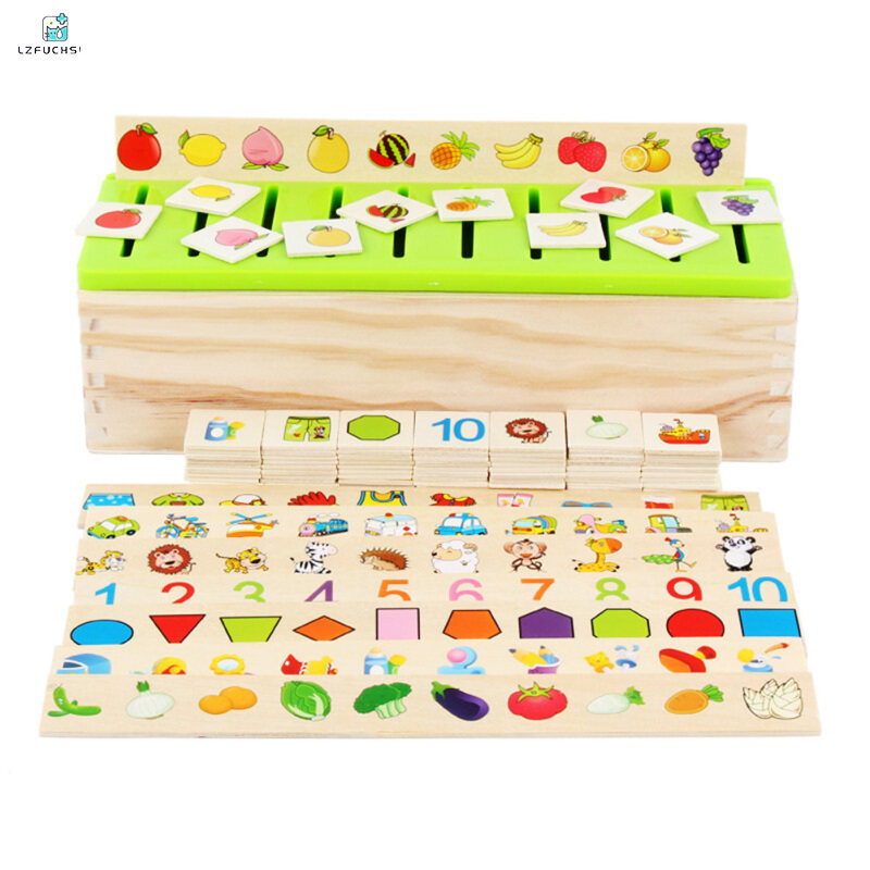 Hàng có sẵn hình khối hộp phân loại kiến thức bằng gỗ cho trẻ em Đồ chơi