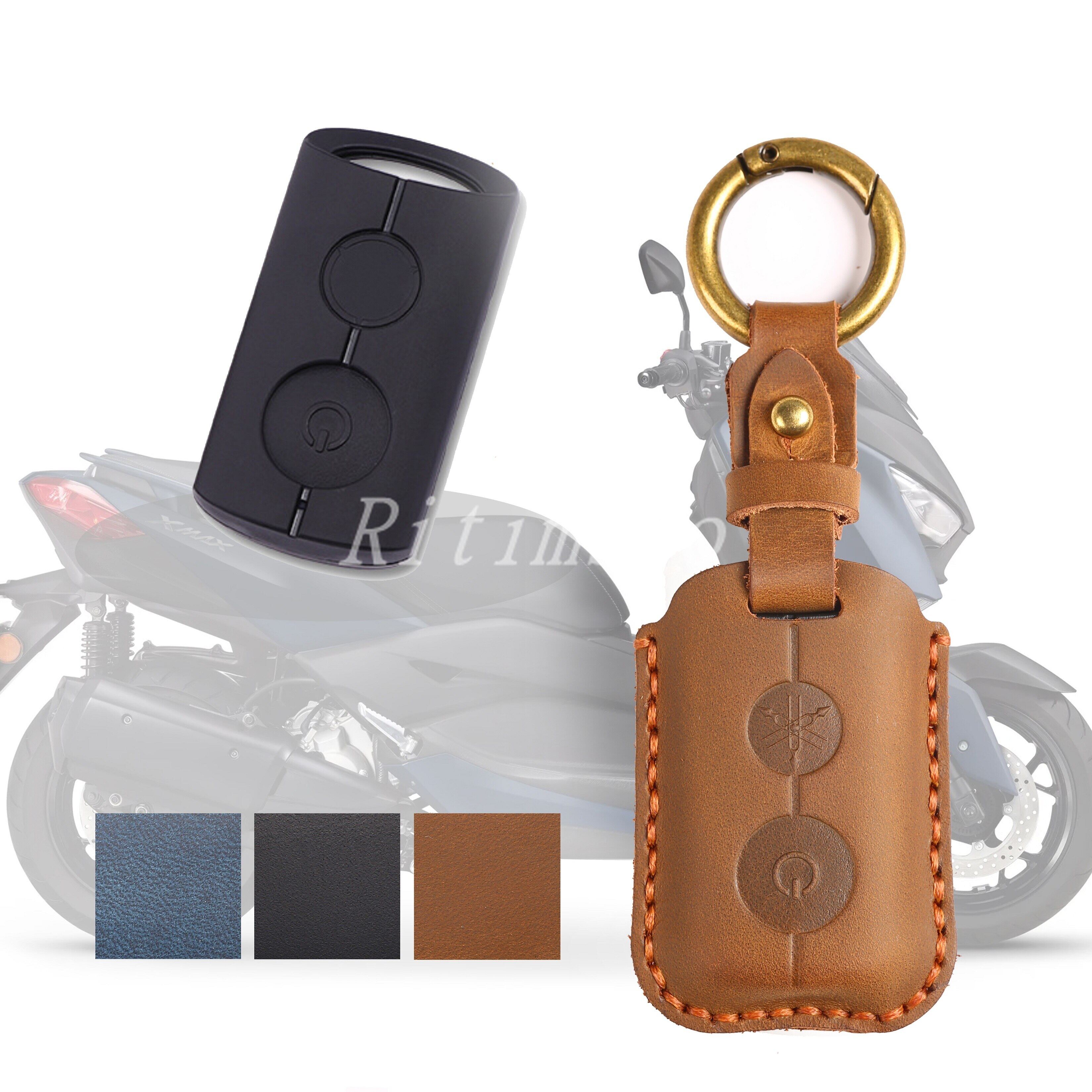 Bao chìa khóa xe máy bằng da thủ công cho yamaha aerox 155 qbix jauns nvx155 nvx mvx 55 móc khóa bảo vệ chìa khóa xe máy