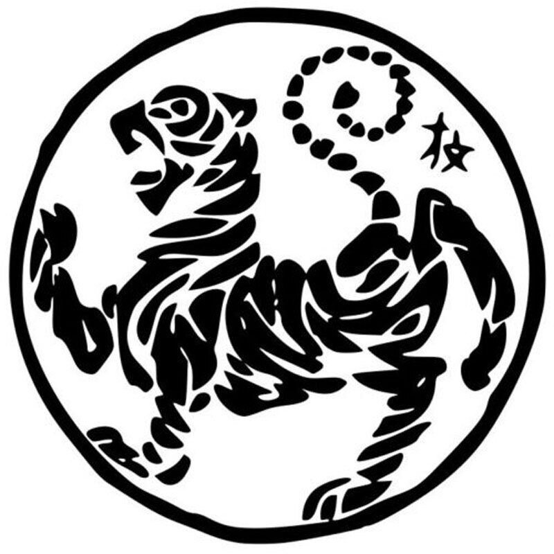 Tiger Karate-Do logo màu Đen nhãn dán Bạc 18x18cm S6-2324 đề can xe shotokan miếng dán cốp xe ô tô, đề can &amp; nam châm