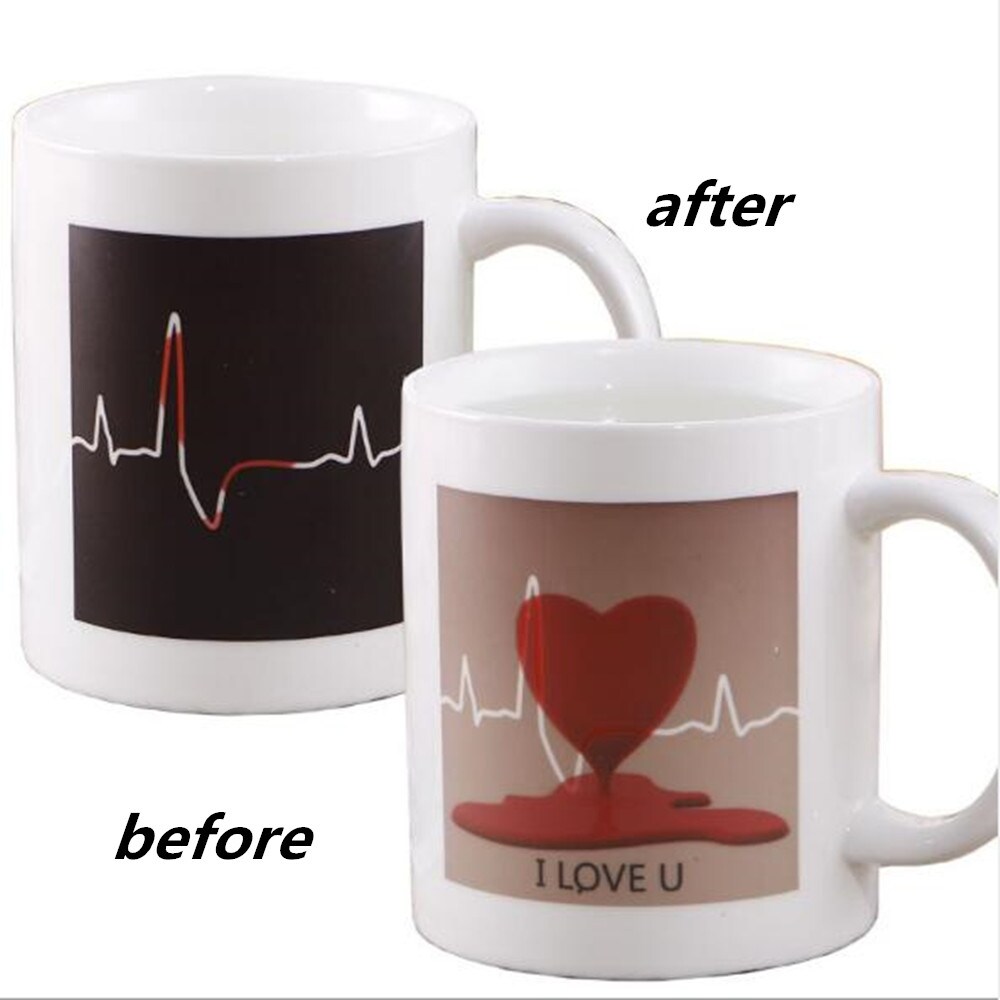【A LOVABLE】⊕ Magic Mug ECG I Love You Temperature Color Changing Heat Sensitive Cup Coffee Tea Milk Valentine 39;s Day Gifts Girl friend ราคา 1,158 บาท*ส่งฟรี