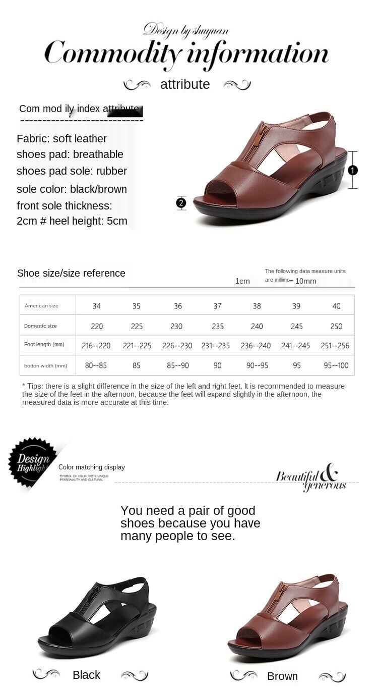 Mother shoes middle-aged and elderly sandals women's flat bottom 2021 new summer fish mouth high heels wedge heel women's sandals