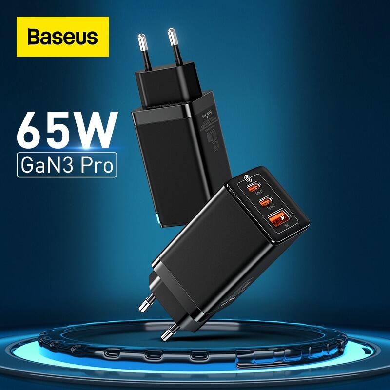 Baseus bộ sạc gan 65w bộ sạc nhanh 4.0 3.0 type c pd bộ sạc usb với qc 4.0 3.0 bộ sạc nhanh di động cho máy tính xách tay iphone 14 13 pro