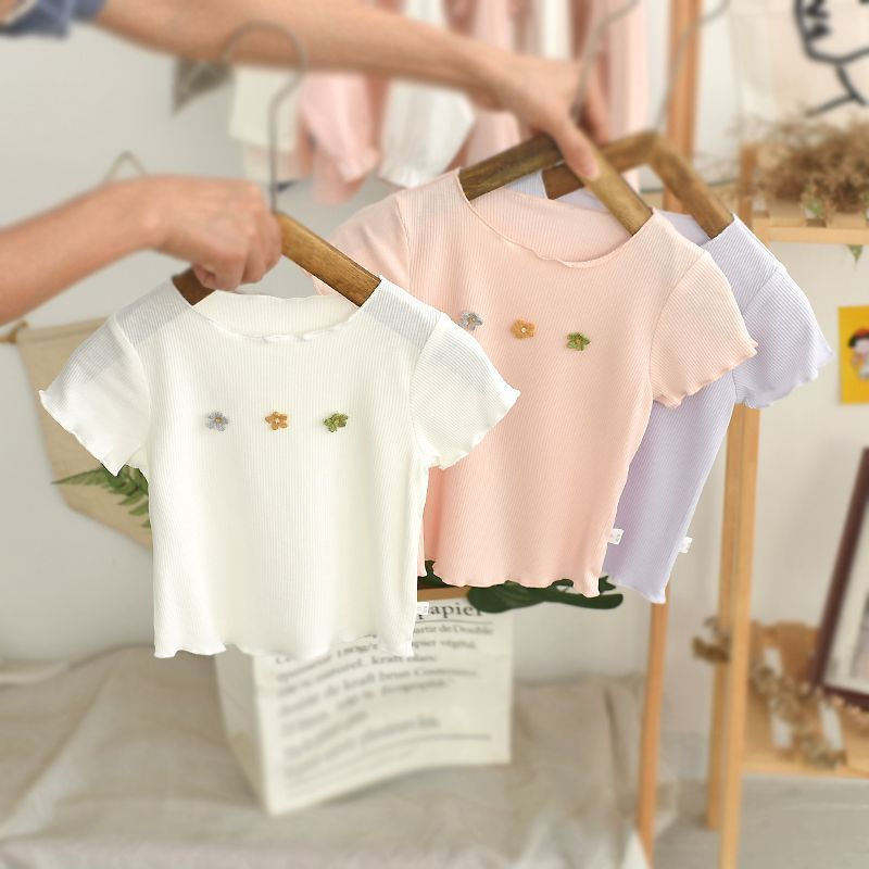 Girls' Short Sleeved Summer New Fashion Casual Bottom Shirt Loose Sweetheart Ice Silk T-shirt Children's Temperament Top