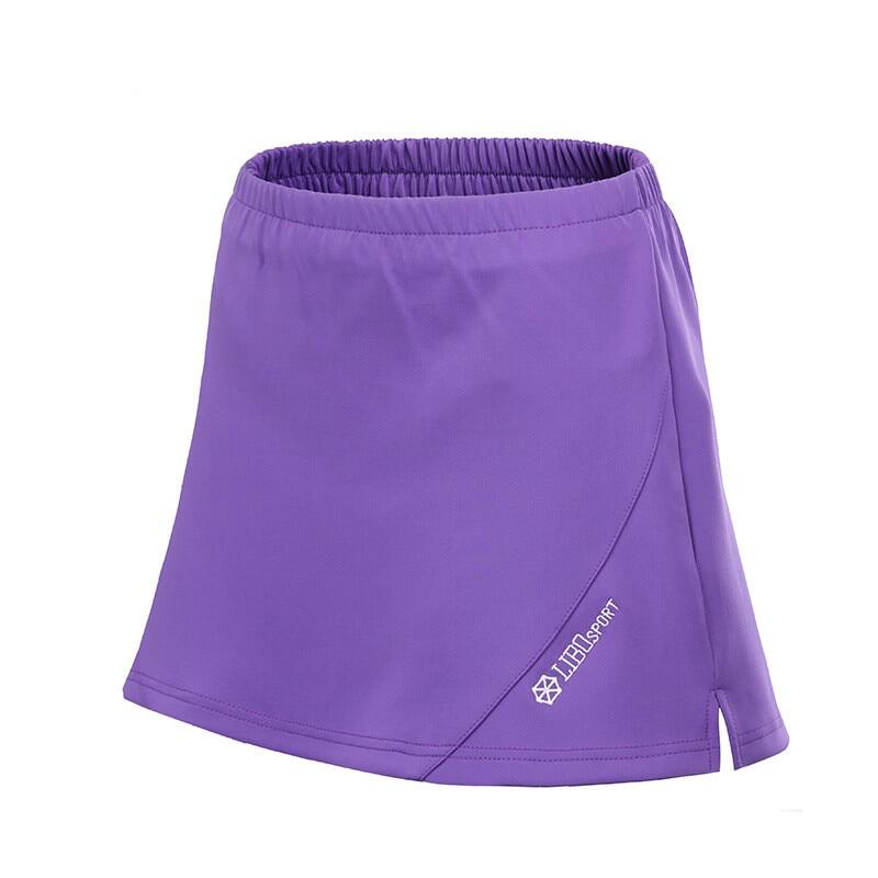 Elu váy tennis thể thao nữ váy thể thao cầu lông màu trơn váy wokout nữ có quần short an toàn