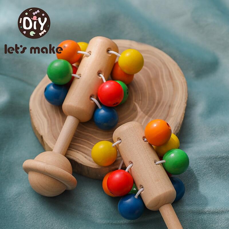 Let's Make Baby Đồ Chơi Gỗ Lục Lạc Bóng Gỗ Giáo Dục Montessori Cho Trẻ Sơ Sinh Trò Chơi 0 Đến 1 Năm Cho Trẻ Sơ Sinh Quà Tặng Mới