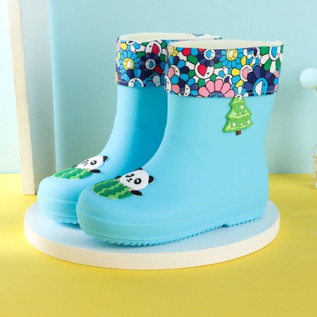 รองเท้าบูทกันฝนเด็กแฟชั่นลายการ์ตูนสัตว์ PVC Ruer Rainboots สำหรับเด็กทารกชายหญิงรองเท้ากันน้ำ LM065