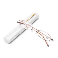 Reading Glasses with Pen Tube Case Portable Presbyopic Glasses Metal Case Spring Hinge Eyeglasses Vision Care +1.00~+4.00 Unisex Glasses PTQ