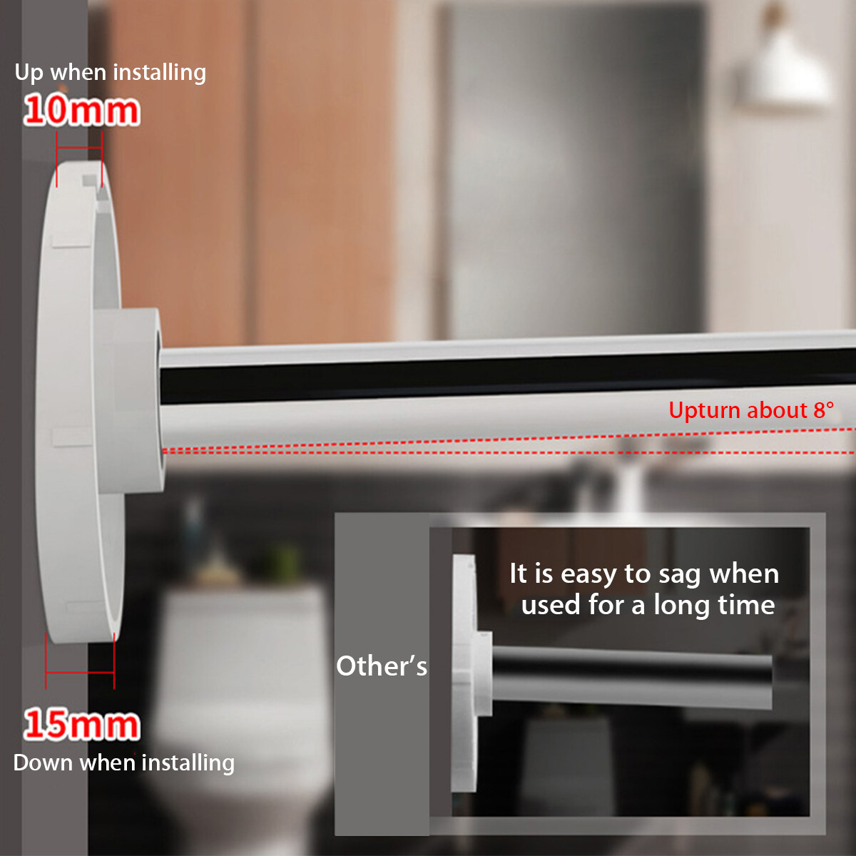 Stainless Steel Adjustable Curved Shower Curtain Rod Home Bathroom Bars Rail Rod【Only Rod