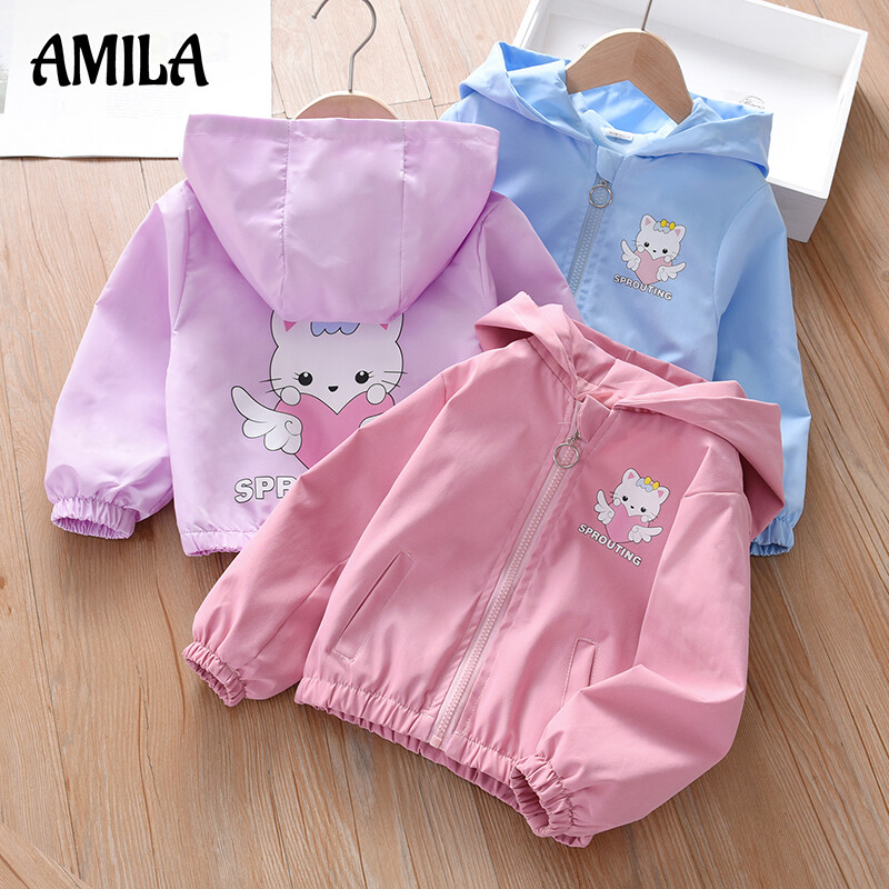 Amila áo khoác bé gái áo khoác kẹo trẻ em áo hoodie thoải mái thời trang em bé áo khoác giữ nhiệt chống gió cho trẻ em