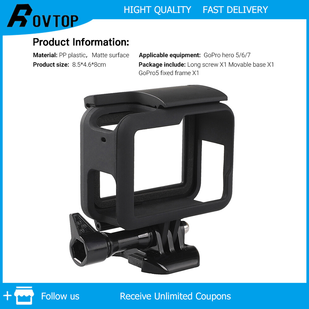 Rovtop Vỏ Bảo Vệ Phụ Kiện Vỏ Bảo Vệ Viền Vỏ Cho GoPro Hero 5/6/7 Đen Với Vít Ổ Cắm Di Chuyển Kéo Nhanh