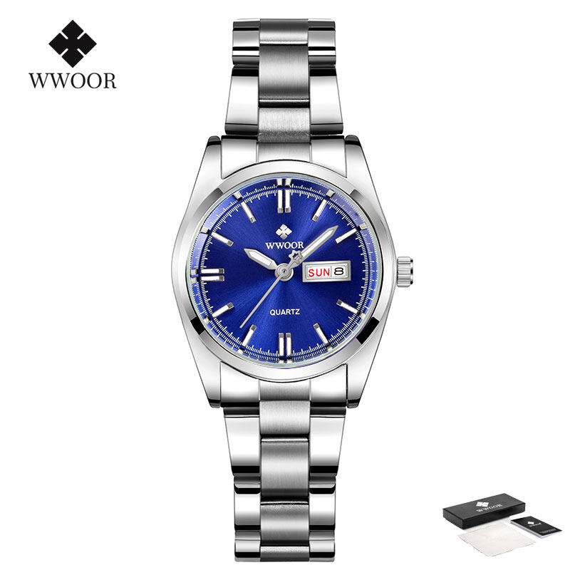 Đồng Hồ Nữ WWOOR Mới, Giảm Giá Hàng Đầu Đồng Hồ Quartz Nữ Thường Ngày Chống Nước Bằng Thép Không Gỉ Thời Trang Thanh Lịch Màu Vàng Chính Hãng Có Hộp-8804