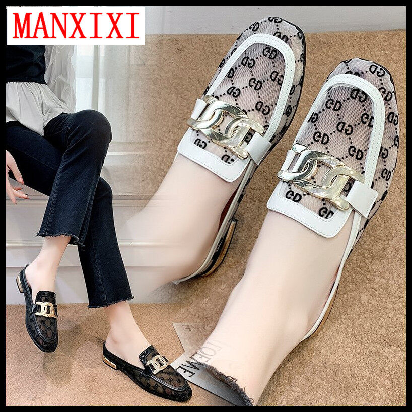 Giày Lười Thời Trang MANXIXI, Dép Sục Đế Bằng Lưới Trong Suốt Đẹp Dành Cho Nữ (Cỡ 35-40)