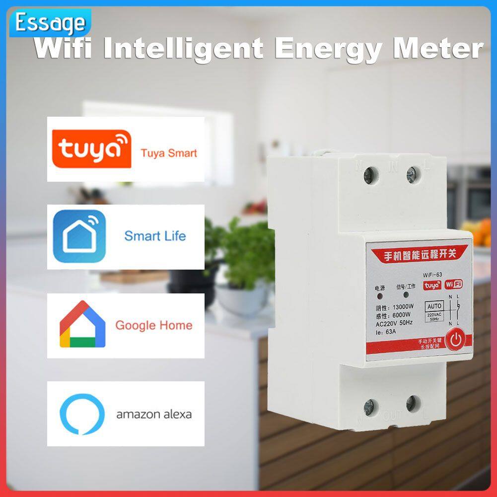 Essage tuya 220V Wifi năng lượng thông minh Meter tuya/cuộc sống thông minh App Din Rail đơn-giai đoạn công tắc wifi thông minh