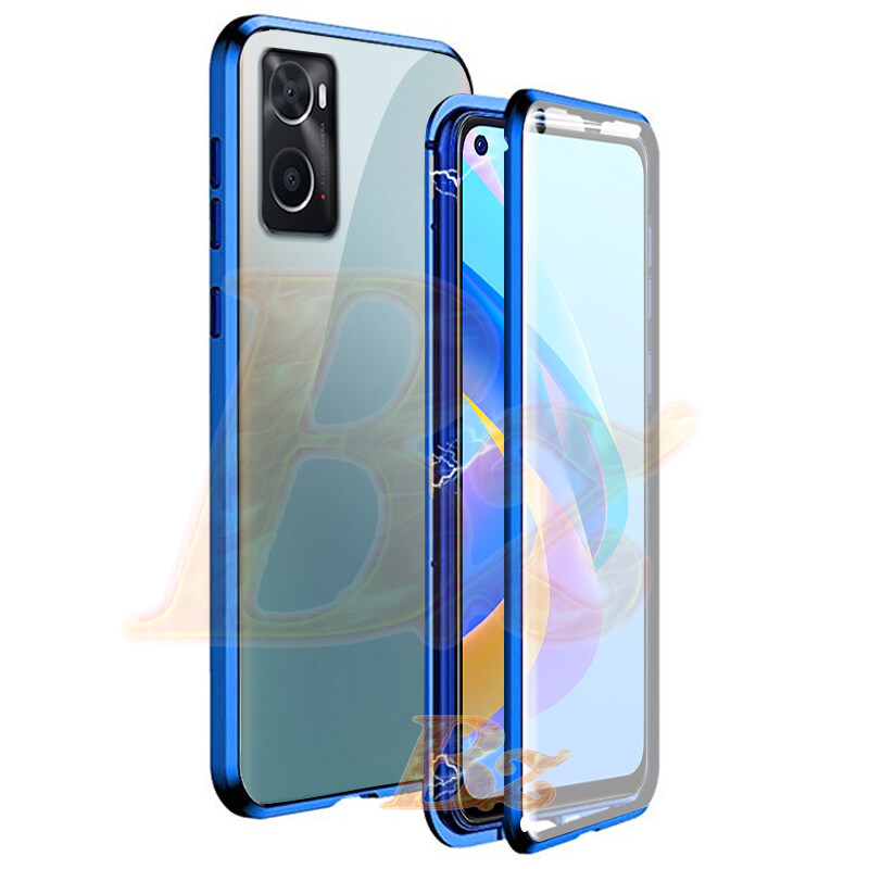 Ốp Nam Châm Cho OPPO A76 / OPPO A96 Ốp Kính Cường Lực 9H Hai Mặt Trước + Sau 360 Cho OPPO A76 A96 2022 Ốp Chống Sốc Kim Loại