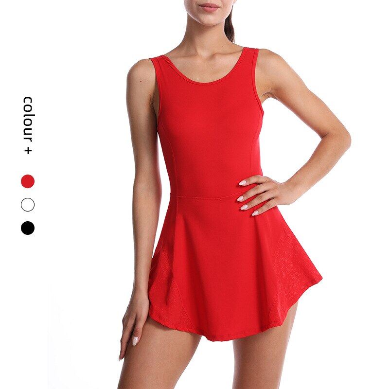 ELU Tennis Skirt Sports Fitness Anti-Empty Fake One-Piece Dress U-Shaped Beautiful Back Tennis Skirt Tennis Dress Sport Dress