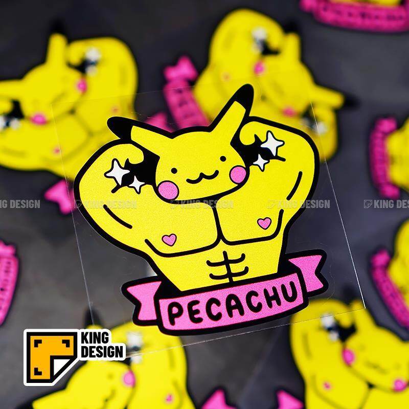 Jdm miếng dán xe hơi miếng dán hoạt hình pikachu cơ bắp miếng dán chống nước phản quang xe điện đầu máy vui nhộn và vui nhộn