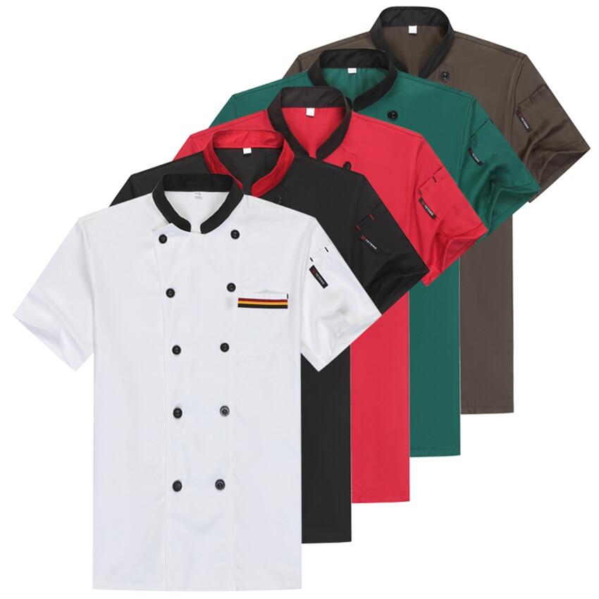Đầu Bếp Nhà Hàng Đồng Phục trang phục công sở Cho Phụ Nữ nam ngắn tay dịch vụ ăn uống Rắn Nấu Ăn Quần Áo Đầu Bếp Của Áo Khoác Áo
