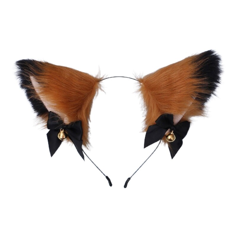 Phụ Nữ Thực Tế Furry Băng Đô Tai Mèo Nơ Dễ Thương Chuông Lolita Tóc Anime Hoop Động Vật Bằng Nhung Trang Phục Cosplay Mũ Sắt