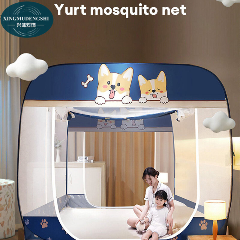 Xmds màn chống muỗi yurt màn gấp gọn đỉnh vuông gia dụng lắp đặt miễn phí 1.5m giường 1.8m mã hóa chống rơi