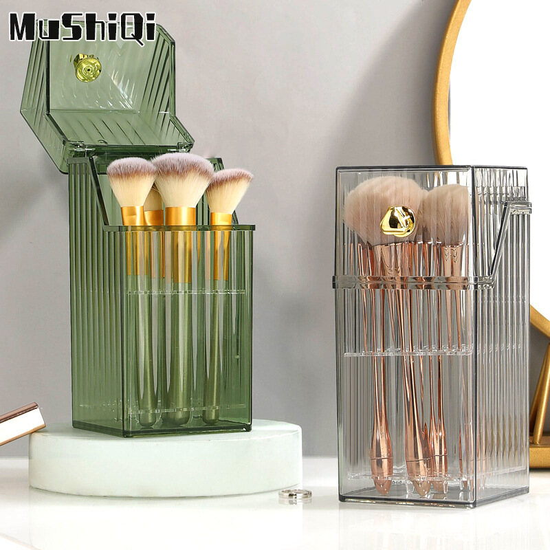 MUSHIQI hộp đựng cọ trang điểm có nắp hộp đựng cọ, hộp đựng cọ, hộp đựng cọ trang điểm hộp bảo quản mỹ phẩm túi đựng bàn chải ngăn bụi hộp đựng cọ trang điểm hộp chổi quét bụi hộp lưu trữ giỏ hộp đựng cọ phấn mắt chì kẻ mày