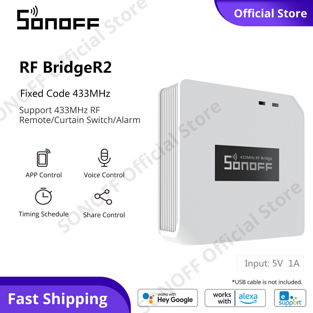 SONOFF RF BridgeR2 433MHz Cổng không dây Smart Bridge eWeLink APP Điều khiển thiết bị RF của bạn cho Ngôi nhà thông minh, Làm việc với Cảm biến chuyển động Sonoff PIR3-RF / Cảm biến cửa DW2-RF