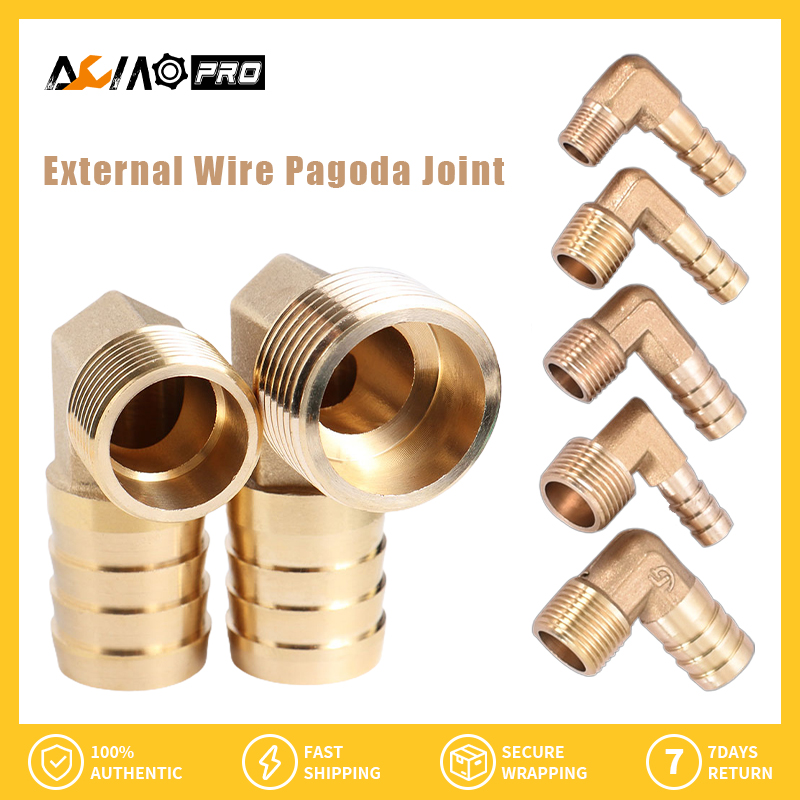 Aumopro 1 cái khớp nối dây ngoài ống khí khớp nối dây điện bên ngoài khớp nối 90 độ góc phải miệng chùa da mềm ống ngoài răng xanh đầu 1/8 ",1/4",3/8 ",1/2",3/4 "phụ kiện đồng
