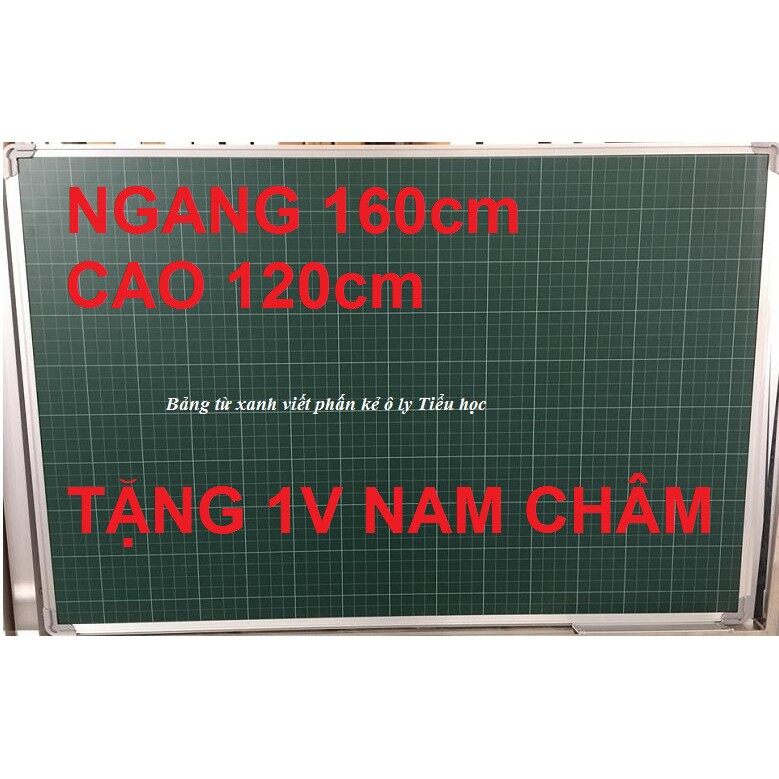 BẢNG TỪ XANH VIẾT PHẤN KẺ Ô LY TIỂU HỌC CAO CẤP KÍCH THƯỚC 120 x 160cm TẶNG NAM CHÂM