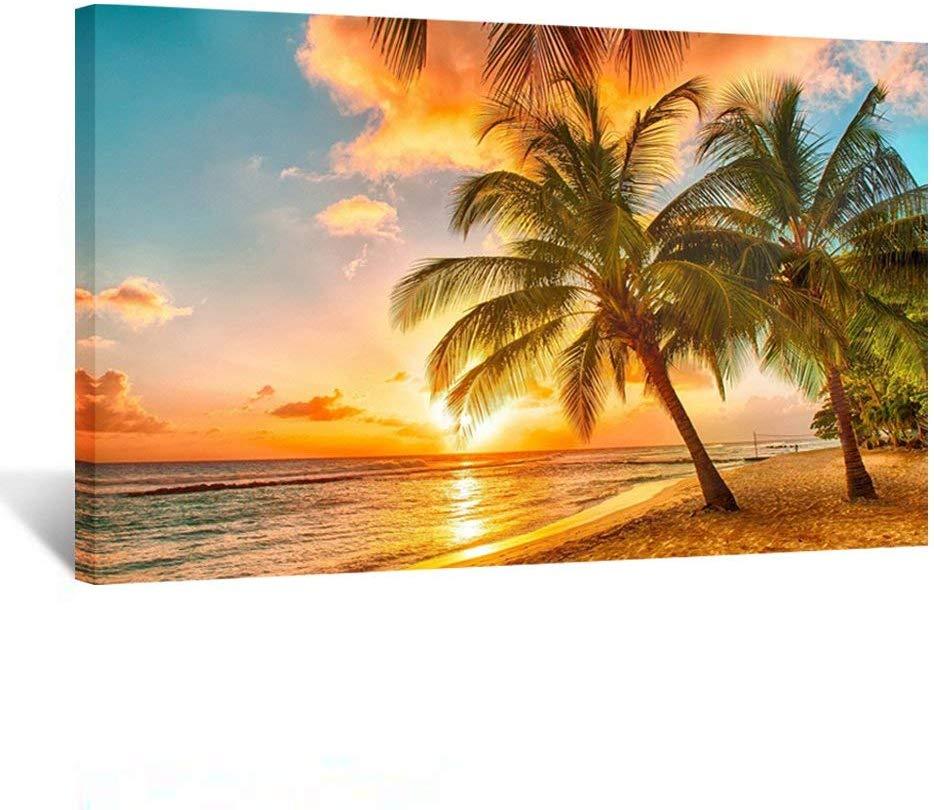 Canvas Print for Home Decoration Sunset Seascape Coco Beach Modern Painting Wall Art Picture Print on Canvas Framed and Ready to Hang x 0728