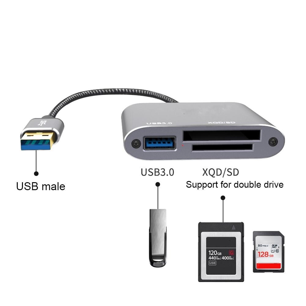 (Xiaobaide điện tử) 3 trong 1 USB 3.0 đa năng truyền nhanh XQD Micro SD Đầu đọc thẻ nhớ cao speedphone trường hợp