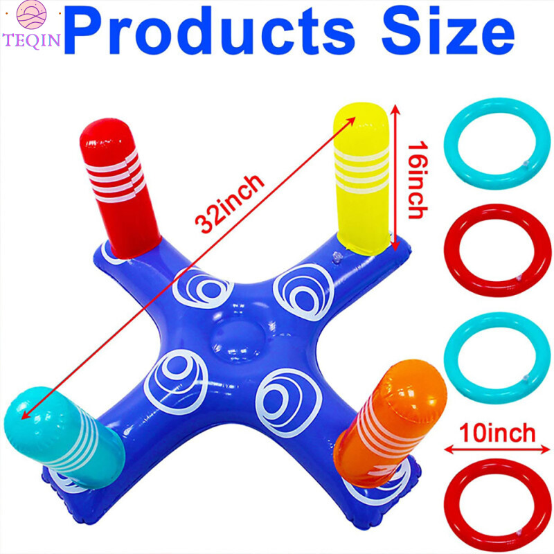 TEQIN Hot Sale Inflatable Pool Ring Toss Games Kit With Rings Multiplayer Pool Throwing Game Kids Family Water Fun Beach Party Toys ราคา 140 บาท*ส่งฟรี