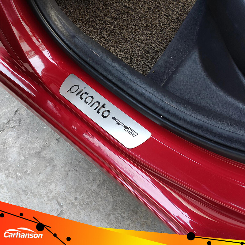 Carhanson Phụ Kiện Xe Hơi Cho Kia Picanto X-Line Gt X Dây Trang Trí Ngưỡng Cửa Thanh Bảo Vệ Tấm Chắn Bàn Đạp Bằng Thép Không Gỉ