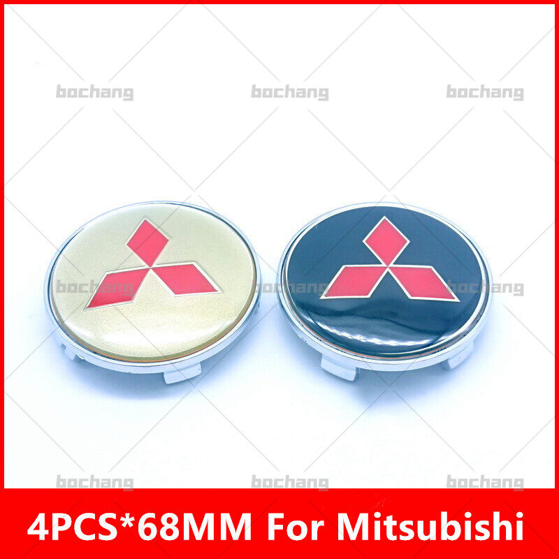 Lasan 4 cái & 68mm nắp đậy trục bánh xe huy hiệu đề can biểu tượng bịt đầu cho mitsubishi