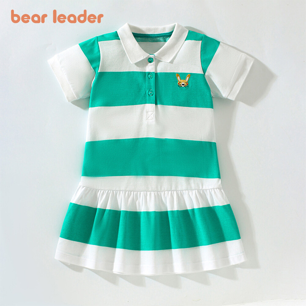 Bear Leader Girl s Dresses European and American Style Animal Embroidered