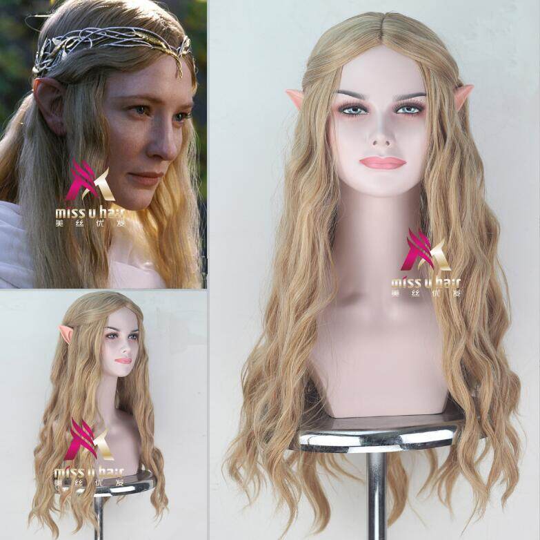 Women Anime 70Cm Elf Pointy Ears The Hobbit Galadriel Wig Role Play Long