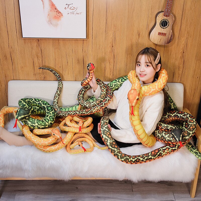 110/160cm mô phỏng Python rắn Thú nhồi bông khổng lồ BOA rắn hổ mang dài nhồi bông rắn plushie gối bé trai quà tặng trang trí nhà