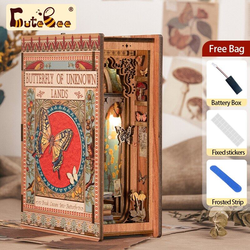 CUTEBEE DIY Book Nook Kit Miniature House with Furniture Butterfly