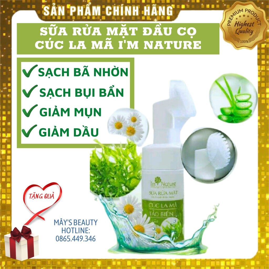 Sữa rửa mặt đầu cọ cúc la mã tảo biển giúp sáng da ngừa mụn im nature 100ml