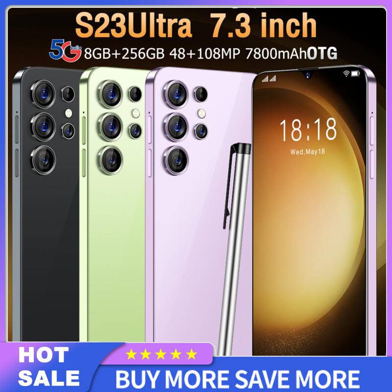 S23 Smartphone 7.3-Inch Hd Full Screen 5g Fingerprint Face Recognition Hd Camera Smart Cellphone (8+256gb) ราคา 1,983 บาท*ส่งฟรี